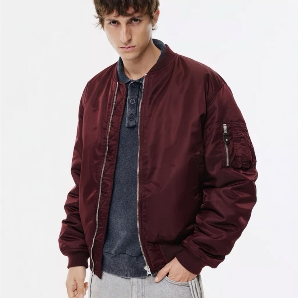 LABEL Men's Classic Black Bomber Jacket size S C50